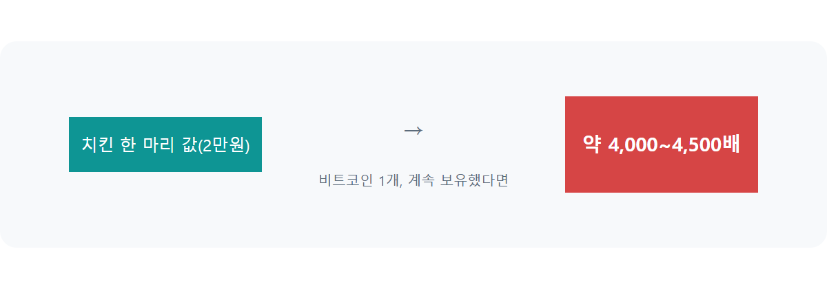 비트코인 초기 투자 수익률: 치킨 한 마리 값이었다면 지금은